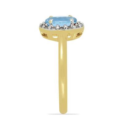 Bulk 14K Gold Oval Aquamarine Cluster Ring Diamond-Accented Oval Halo - Wholesale Diamond & Gemstone Ring Manufacturer UK